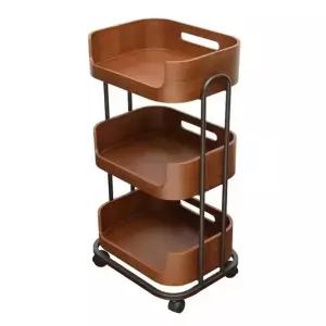 나무 트롤리 미용실 피부샵 왜건 사이드 우드 원목 다층 살롱 웨건 선반 서