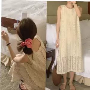 비치원피스 민소매 펀칭 원피스 LL-D155