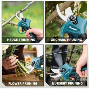 LYUWO 1.7인치 브러시리스 전동 전지가위 정원 도구 가지 절단기 무선 가위 과일 나무용