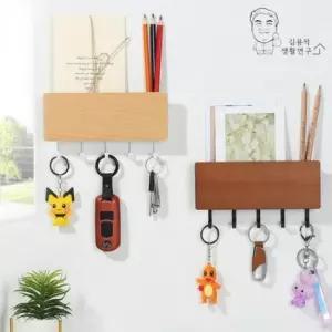 [생활] 보관함 우드 다용도 후크 현관 마스크 차키 열쇠 걸이 수납함