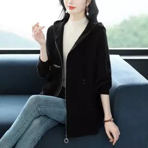 마킷5 여성 엄마룩 커버 큐티 빅사이즈 슬림핏 상의 가디건 후드 루즈핏 봄가을 집업 모직코트 JEN3