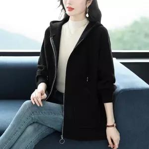 마킷5 여친 모직 가을 큐티 빅사이즈 상의 배꼽커버 루즈핏 후드 코트 가디건 엄마룩 시크 JEN3