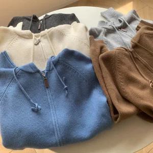 마킷5 니트 울 캐주얼 여사친 코트 후드 솔리드 투지퍼 큐티 가디건 JEN1