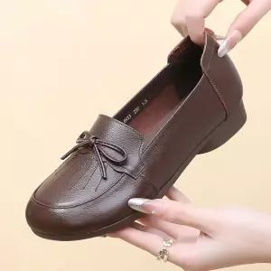빈티지 단화 플랫 봄가을 리얼 구두 쿠셔닝 가죽 사계절 여자플랫슈즈 컴포트 ible5