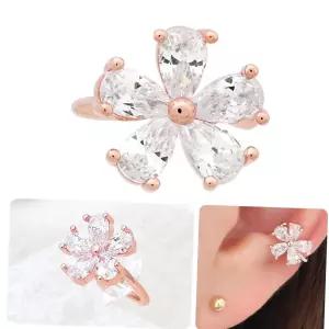 14KGP 큐빅 꽃 로즈골드 링 귀찌 이어커프