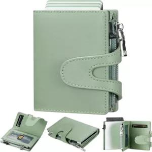 퓨리드 스몰 카드 지갑 여성 RFID 가죽 스마트 팝업 - 지퍼 코인 포켓이 있는 미니 귀여운 홀더 그녀를