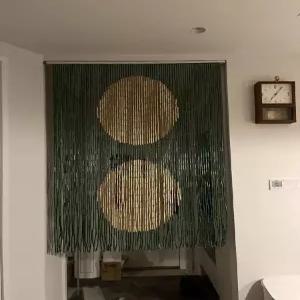 대나무 가림막 패턴 발 원형 현관문 장식 파티션 커튼