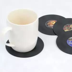 미끄럼방지컵받침 4P 컵받침 모양 레코드판