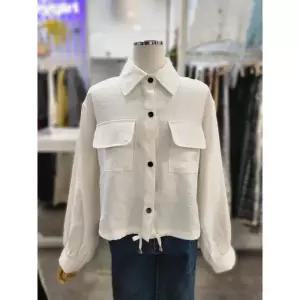 밸리걸 세이브존01 봄 카라넥 스트링 셔츠형 루즈핏 크롭 자켓 903220