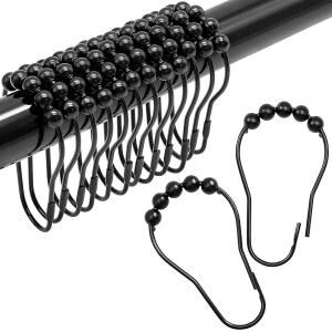 샤워 커튼 금속 욕실 슬라이딩 12개 방청 블랙 스냅 커튼용 장식용 로드용