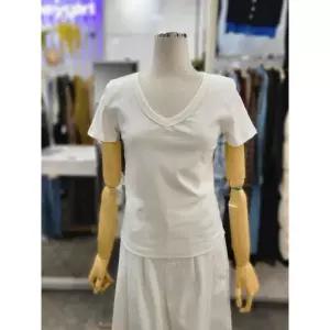 밸리걸 세이브존01 무지 브이넥 면 반팔 티셔츠 912121