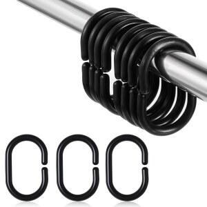 24팩 블랙 플라스틱 행거 커튼 창문 욕실 샤워 C자형