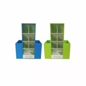 [문구/오피스] 다용도 펜 정리함 블루 책상 스탠드 필기구 정리통 더블 애니 연필 수납함