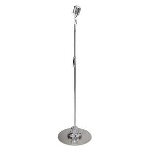 파일 레트로 마이크, 클래식 빈티지 스타일, 단방향 오디오, 조절식 스탠드, XLR 케이블, 실버 마감, 49-69 u201D 스윙 스탠드 및 탈착식 마이크 포함 다이내믹 보컬 퍼포먼스