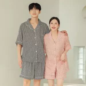 지지미 썸머체크 투피스 여름 커플잠옷 홈웨어 4colors