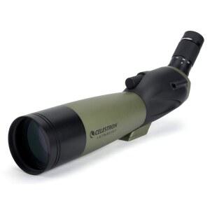 Celestron 52250 멀티 코팅 광학, 방수 고무 튜브 및 부드러운 휴대용 케이스가 있는 20-60x80mm 각도 굴절식 스포팅 스코프 망원경, 그린