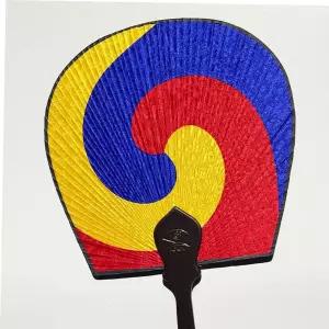 TBZ 전통 삼태극 태극선 문양 나무 부채 종이 부채 (중)