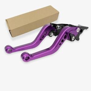 오토바이 브레이크 레버, 대부분의 스쿠터 전기 자전거를 위한 1쌍의 범용 조정 가능한 알루미늄 수정 더블 디스크 클러치 레버(보라색)