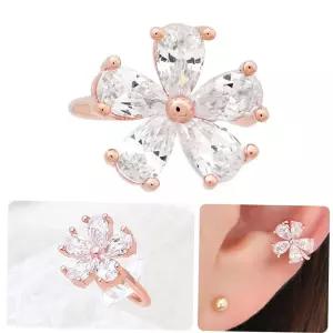로즈골드 링 귀찌 꽃 큐빅 이어커프 14KGP