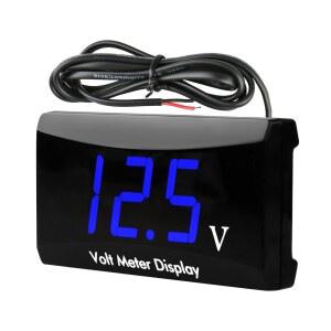 트레일러 캠핑카용 DC 12V 자동차 디지털 전압계 게이지 방수 LED 디스플레이 모터사이클 파워 에너지 해양 차량 카라반 배터리 전압 모니터 파란색