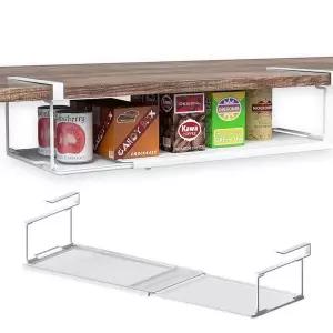 컵거치대 주방 정리 수납 공간활용 길이조절 선반 걸이 화이트