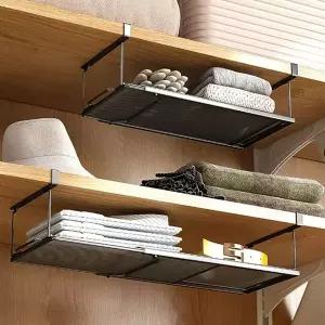 컵거치대 주방 정리 수납 공간활용 길이조절 선반 걸이 블랙