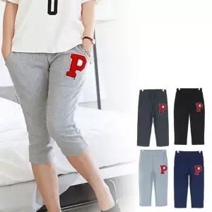 여성용 허리밴딩 7부 와이드 부츠컷 트레이닝 팬츠 홈웨어 조거