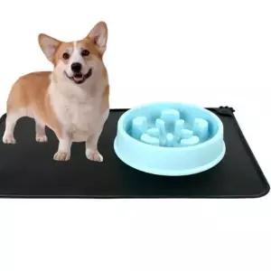 식기 매트 강아지 고양이 반려동물 논슬립 블랙