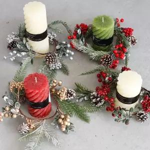 예쁜 크리스마스 캔들링 솔방울 열매장식 조화 리스 트리장식