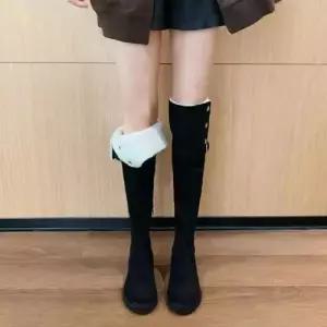 샤오원샵 여성용 하이탑 통굽 부츠 롱부츠 키작녀 스웨이드 워머 미들부츠 퍼 스노우 꾹5