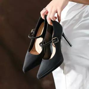 샤오원샵 여성 블랙 키작녀 하이힐 섹시 가보시 단화 매너 피곤하지 않은 꾹5