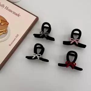 턴인  리본 진주 자체제작 벨벳 헤어집게 꼬임 헤어 집게 고급 긴머리 단발 집게핀 집게삔