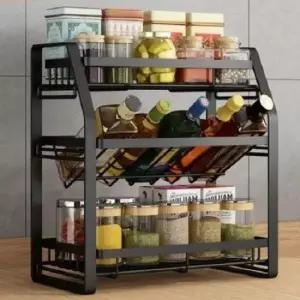 [생활] 3단 선반 양념통 블랙 선반 주방 수납 진열대