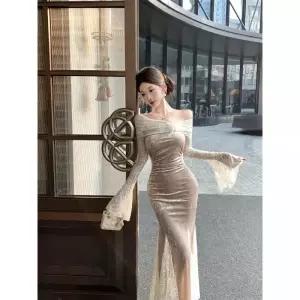 피콜로 원피스 치마 여성용 데일리룩 레이스 럭셔리 이브닝 머메이드 KUK1