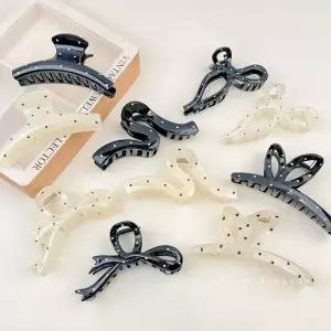 턴인  뱀 리본 꼬임 헤어집게 도트 땡땡이 헤어 집게 고급 긴머리 단발 집게핀 집게삔