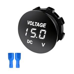 NYTKL DC 12V 24V 전압계 게이지 자동차 디지털 원형 패널 배터리 모니터 표시기 보트 트럭 오토바이용 방수 미니 LED 디스플레이 교체 흰색