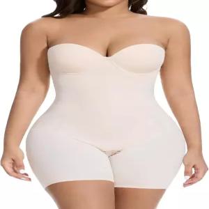 여성 스트랩리스 보정 바디수트 뱃살 복부 컨트롤 올인원 이너웨어 내장 브라 쉐이프웨어 드레스 보정속옷