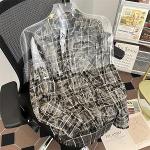 코아픽샵 남자 키작남 체크 셔츠 나염 남방 봄가을 빈티지 루즈핏 캐주얼 커플 코트 꾹3