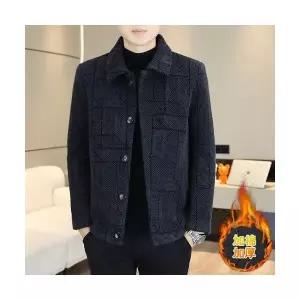 타노스여자 데일리룩 자켓 린넨마 캐주얼 모직코트 칼라넥 슬림핏 자카르 내피 코트 겨울 가면 두꺼운 KUK3