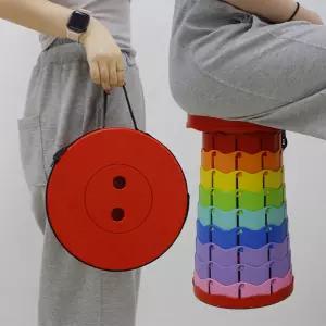 무지개 레인보우 간이 폴딩의자 아코디언 휴대용 야외 44cm