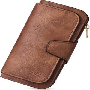 CLUCI 여성 지갑 PU 가죽 RFID 차단 바이폴드 카드홀더 ID윈도우 선물용