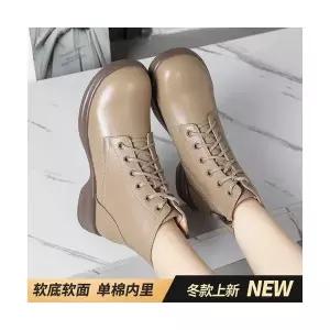 올요아 여자 키작녀 플랫워커 워커 빈티지 플랫폼 가죽 기모 면 통굽앵클부츠 꾹5