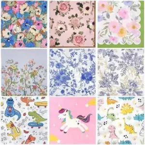 플라워냅킨 파티용 디자인 테이블 종이 냅킨 20매입