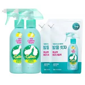 온더바디 코튼풋 발을씻자 풋샴푸 레몬 385ml 2개+리필 500ml 2개