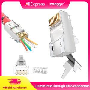10 30 50PCS RJ45 CAT7 CAT6A 패스 스루 8P8C 금도 50U 커넥터