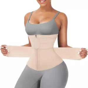 여성용 라텍스 사우나 웨이스트 트레이너 코르셋 7스틸본 복부 압박 뱃살 보정 운동용 2단 벨트 지퍼형