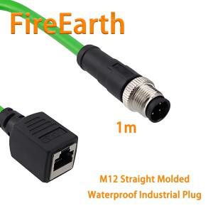 산업용 M12 - RJ45 EtherCAT 프로토콜 이더넷 커넥터 자동화 시스템용 D 코드 4핀 남성 여성 케이블 1M