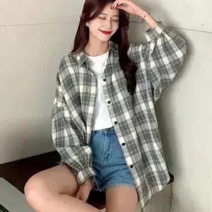 [SBD] 여성 오버핏 스타일 체크 박시핏 패턴 셔츠 여리
