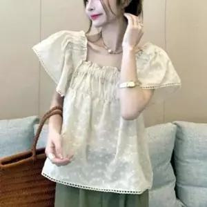 [SBD] 펀칭 반팔 레이스 블라우스