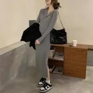 [SBD] 포켓 후드원피스 일자핏의 브이넥 가슴 데이트룩 라인